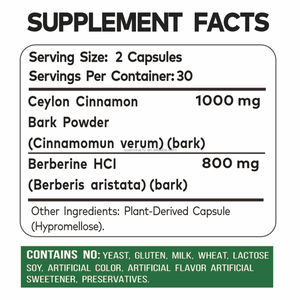 Complément de berbérine de cannelle de Ceylan 100 % pur et naturel, favorise la santé digestive, renforce l'immunité, antioxydant, pour adultes, 120 capsules - Product Image 4