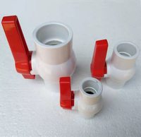Válvulas de Bola de PVC para Suministro de Agua, Mango Rojo, Válvula de PVC Blanca/Gris, Válvula de Bola de Plástico, Material de Plomería para Riego