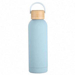 Botella de Agua Minimalista de Acero Inoxidable con Aislamiento al Vacío, Tapa de Madera, Aislamiento Térmico de 6-12 Horas, a Prueba de Derrames y Fugas - Product Image 4