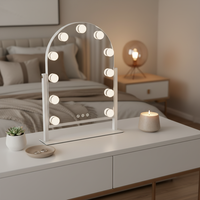 Miroir de maquillage avec éclairage, grossissement, commande tactile, pliable, double alimentation, miroir de maquillage LED portable