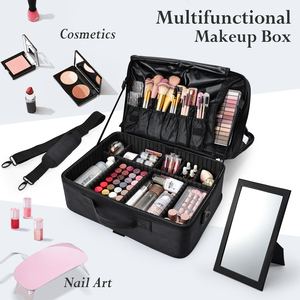 3 Layer <b>Makeup</b> Bag Professional <b>Makeup</b> <b>Case</b> Travel Cosmetic Organizer Large <b>Makeup</b> Artist Storage with Adjustable Dividers - Product Image 6
