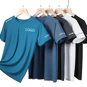 2023 New Design Men's for Men Sports T Shirt Fabric Fashion Short Sleeve Nylon Design Plus Size white t-shirt custom print