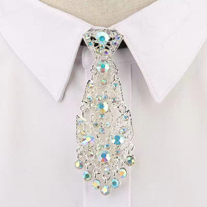 Nœud papillon pour homme en polyester uni avec strass en cristal, réglable, luxueux et brillant pour mariage et fête - Product Image 1