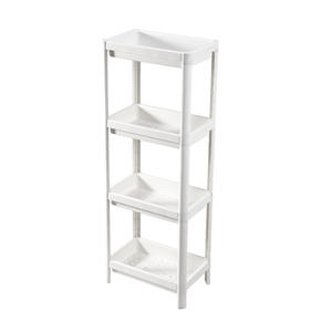Estante de almacenamiento de plástico de varias capas para cocina, baño, espacios estrechos, organizador portátil de pie, 4 niveles, blanco - Product Image 1