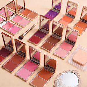 Paleta de Rubor Personalizada de Bolsillo, Rubor Mineral Natural en Polvo Cremoso Color Rojo Oro Rosa, Acabado Mate y Luminoso, Vibrante, 2 en 1 - Product Image 4