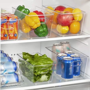 Wholesale Customized Transparent Plastic Fridge Organizers Clear Storage Bins Refrigerator Home Storage Organization With Handle