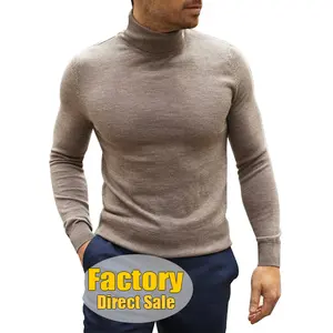 Top Seller 2024 Custom Men's Knit Cashmere Plain Turtleneck T Shirt Men