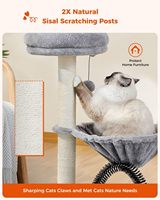 Arbre à chat écologique de 28 pouces de haut avec grand hamac de 15,7 pouces, griffoir en bois et sisal pour chats d'intérieur