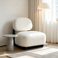 CARLFORD Nordischer Moderner Akzent-Sessel mit Holzbeinen, Relax-Freizeitstuhl, Einzelsofa aus Teddy-Stoff, Lounge-Sessel für das Wohnzimmer