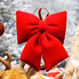 Shuangyuan โบว์สีแดงประดับต้นคริสต์มาสทำจากผ้าฝ้ายสำหรับตกแต่งงานปาร์ตี้ - Product Image 5