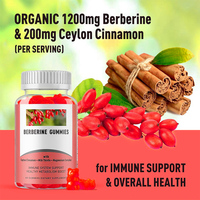 Supplément de berbérine HCL sans sucre Gummies de berbérine 1200mg avec gommes HCL à la cannelle de Ceylan Soutien de la fonction immunitaire