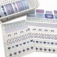 Ruban Washi semi-transparent à finition mate, bleu-violet vintage rétro, pour Bullet Journal, tableau d'humeur et carnets d'art