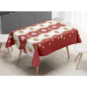 Premium Christmas Table Cloth Home Decoration 100% Polyester Waterproof Fabric Printed Table Cloth