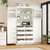 Îlot de cuisine modulaire laqué haute brillance écologique avec charnières, taille personnalisée pour appartement - Fixation murale - Vente en gros