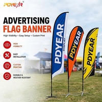 Drapeau publicitaire portable en polyester imprimé en couleur, facile à installer, bannière en forme de goutte d'eau avec piquet de sol pour affichage extérieur