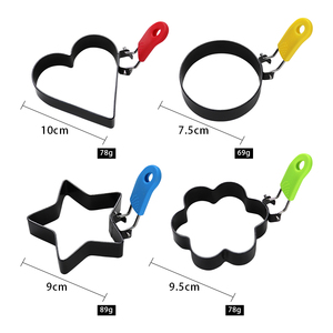 Anillos para freír huevos de alta calidad con cuatro formas, moldes profesionales de acero inoxidable con mango de TPR colorido para cocinar en la cocina - Product Image 6