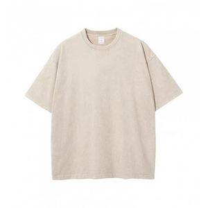 T-shirt vintage 100 % coton tricoté pour homme, haute qualité, simple, délavé, coupe oversize, manches courtes, motif uni - Product Image 5