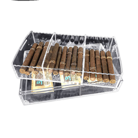 Vente en gros de humidificateurs en acrylique transparent au design moderne Boîte d'exposition de cigares en acrylique transparent personnalisé avec technique de miroir