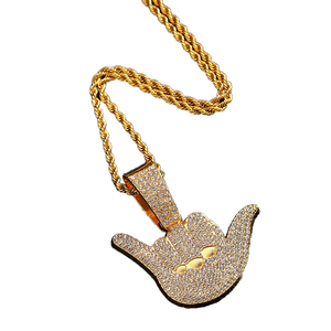 Collar de Cadena de Cuerda de 3 mm con Colgante de Aleación y Diamantes de Imitación, Estilo Punk, Hip Hop - Product Image 1