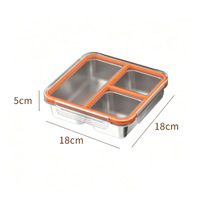 Boîte repas 3 compartiments en acier inoxydable 304, boîte à lunch à portions contrôlées, récipient alimentaire domestique