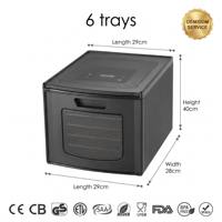 Draagbare elektrische voedseldroger met regelbare temperatuur (80°C), digitale bediening, 6 bakjes, plastic, milieuvriendelijk, voor thuisgebruik