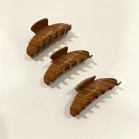 CHUJIAN Nouvelle Arrivée Pince à Cheveux en Acétate Durable à Rayures Effet Bois, Écologique et Faite à la Main, Type Requin pour Femme