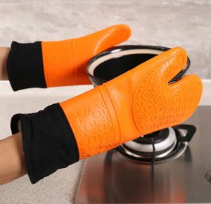 Novelty Kitchen Heat Resistant Food Grade Silicone and Cotton Double-Layer Customizable Custom <b>BBQ</b> Grill Oven Mitts Gloves - Product Image 5