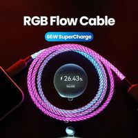 Kabel data bercahaya rgb, kabel data Tipe c gradien led pengisian daya usb a ke Tipe c untuk ponsel