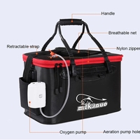 Seau de pêche pliable en EVA avec fermeture éclair pour activités de plein air, camping et randonnée - Sac portable pour poissons vivants de 30/35/40/45/50 cm d'épaisseur