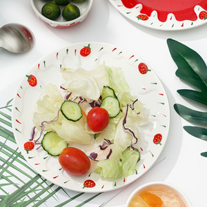 Customizable <b>ceramic</b> <b>plates</b> and dishes for home use, featuring a high-quality embossed strawberry design, heat-resistant - Product Image 2