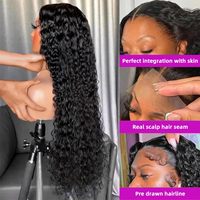 Pelucas de Cabello Humano con Ondas Profundas, Rizadas, con Encaje Frontal 13x6 13x4 para Mujer Negra, Línea de Cabello Pre-Arrancada, Alibaba