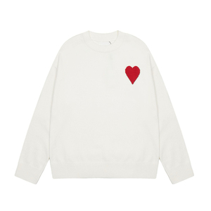 Pull en coton pour homme avec logo cœur, anti-boulochage, manches longues, style décontracté Parisien, direct fabricant - Product Image 3