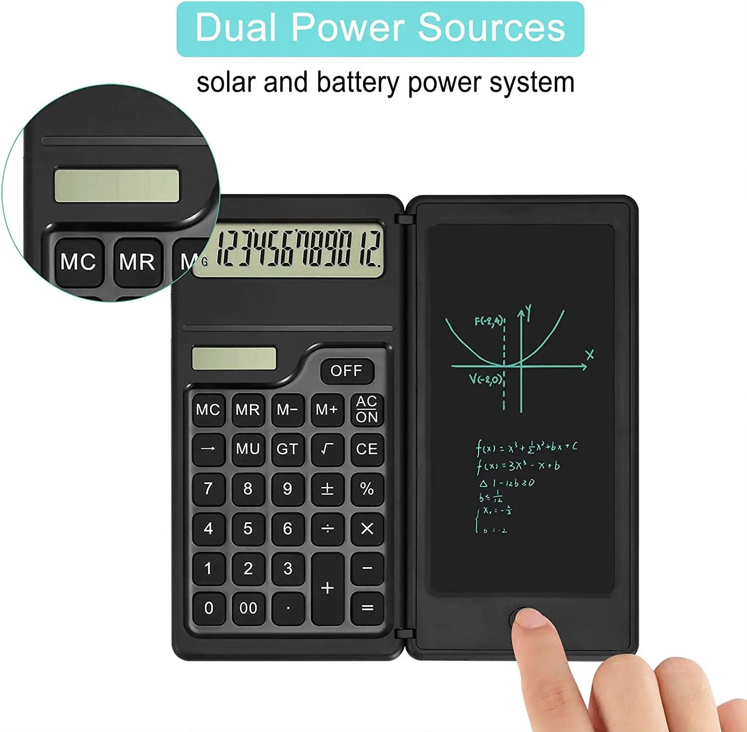 6.5 인치 휴대용 계산기 LCD 화면 쓰기 태블릿 접는 과학 계산기 그래픽 계산기 디지털 드로잉 패드 펜