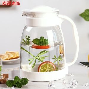 Glass Water Pitcher 2L <b>Large</b> Capacity Heat Resistant Household <b>Tea</b> Juice Serving Pitcher Party Use - Product Image 4