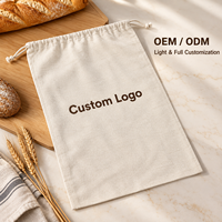 Sac de rangement pour pain avec logo personnalisé, pochette réutilisable à cordon pour emballage de boulangerie, style moderne et minimaliste avec personnalisation OEM ODM
