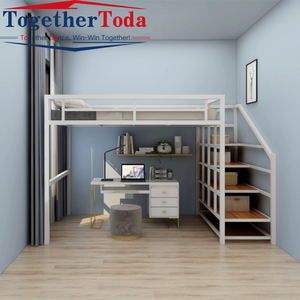 Letto a soppalco in acciaio trapuntato per dormitorio universitario, appartamento per studenti, scuola, con struttura in metallo - Product Image 4