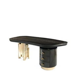 Итальянский легкий роскошный компьютерный стол из нержавеющей стали стол с выдвижным ящиком Современный дизайнерский компьютерный стол