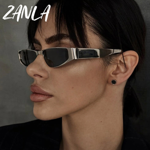Gafas de Sol de marco estrecho pequeño de Metal para mujer 2025 <span class=keywords><strong>Vogue</strong></span> <span class=keywords><strong>Y2k</strong></span> gafas de sol rectangulares moda femenina Vintage Punk estilo Hip-Hop gafas - Product Image 3