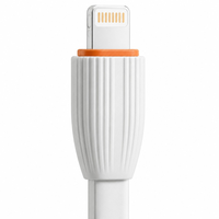 Câble de charge USB-A vers Lightning plat en TPE de 1 m avec motif coquille et anneau orange, cordon de charge rapide pour iPhone