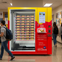 Distributeur automatique de nourriture chaude à écran tactile en acier inoxydable, options de paiement multiples, service 24h/24, distributeur automatique de boîtes de nourriture