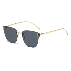 Women's Frameless Square <b>Sunglasses</b> Black PC Lens UV400 Protection <b>Oversized</b> Street Style - Product Image 5