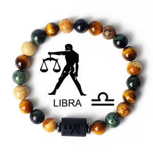 Pulsera Bohemia con Dijes de los 12 Signos del Zodiaco con Piedras Naturales y Cuentas de Ojo de Tigre, Regalo Minimalista Unisex para Parejas - Product Image 1