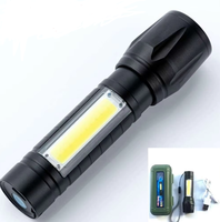 Mini lampe torche télescopique puissante pour extérieur, rechargeable par USB, avec lumière latérale COB 5W, vente en gros