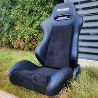 Sièges de course universels RE03 RECARO en suède noir, avec surpiqûres rouges, sièges baquet de voiture à double rail, sièges de sport pour gaming en tissu