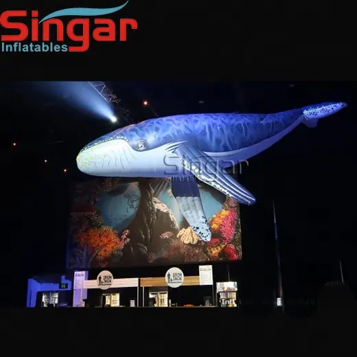 Globo inflable con temática de Mar de 10m de largo, ballena humpback decorativa con animales