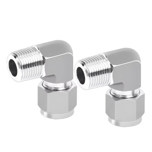 Raccords d'instrumentation pour <span class=keywords><strong>tube</strong></span> de 1/4 po DE x raccord de compression à double ferrule NPT de 1/4 po, en acier inoxydable <span class=keywords><strong>316</strong></span>, coudé mâle à 90 degrés - Product Image 2
