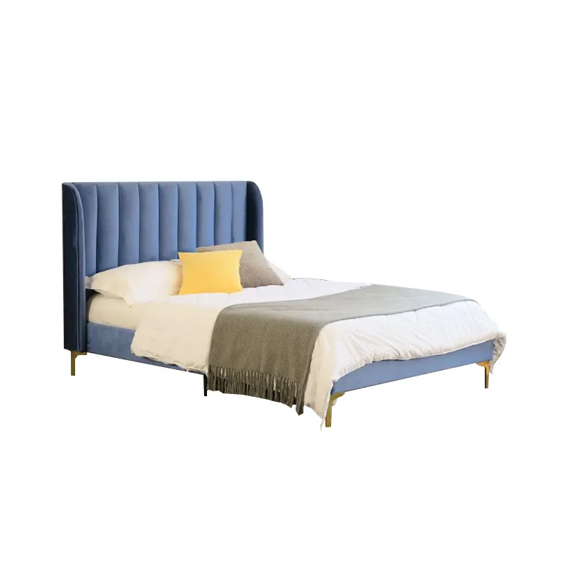 Wholesale new design Comfortable soft headboard plush fabric head bed bedroom furniture fabric bed upholstered bed frames