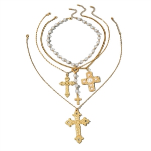 Collana <span class=keywords><strong>con</strong></span> Ciondolo a Croce <span class=keywords><strong>con</strong></span> Perle in Stile Europeo e Americano, Elegante e alla Moda. Presenta una lunga testa - Product Image 5