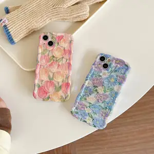 Capa de telefone para iPhone 15 Pro luxuosa em TPU macio com glitter flor IMD para iPhone 15 14 13 12 11