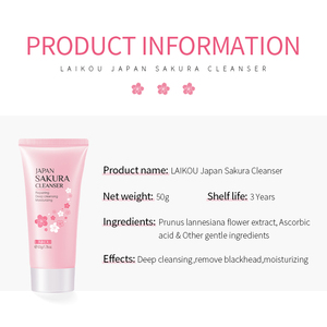 LAIKOU 50g Hidratante Extracto <span class=keywords><strong>de</strong></span> Sakura Control <span class=keywords><strong>de</strong></span> aceite Lavado <span class=keywords><strong>DE</strong></span> <span class=keywords><strong>CARA</strong></span> <span class=keywords><strong>Limpiador</strong></span> facial 50g - Product Image 3